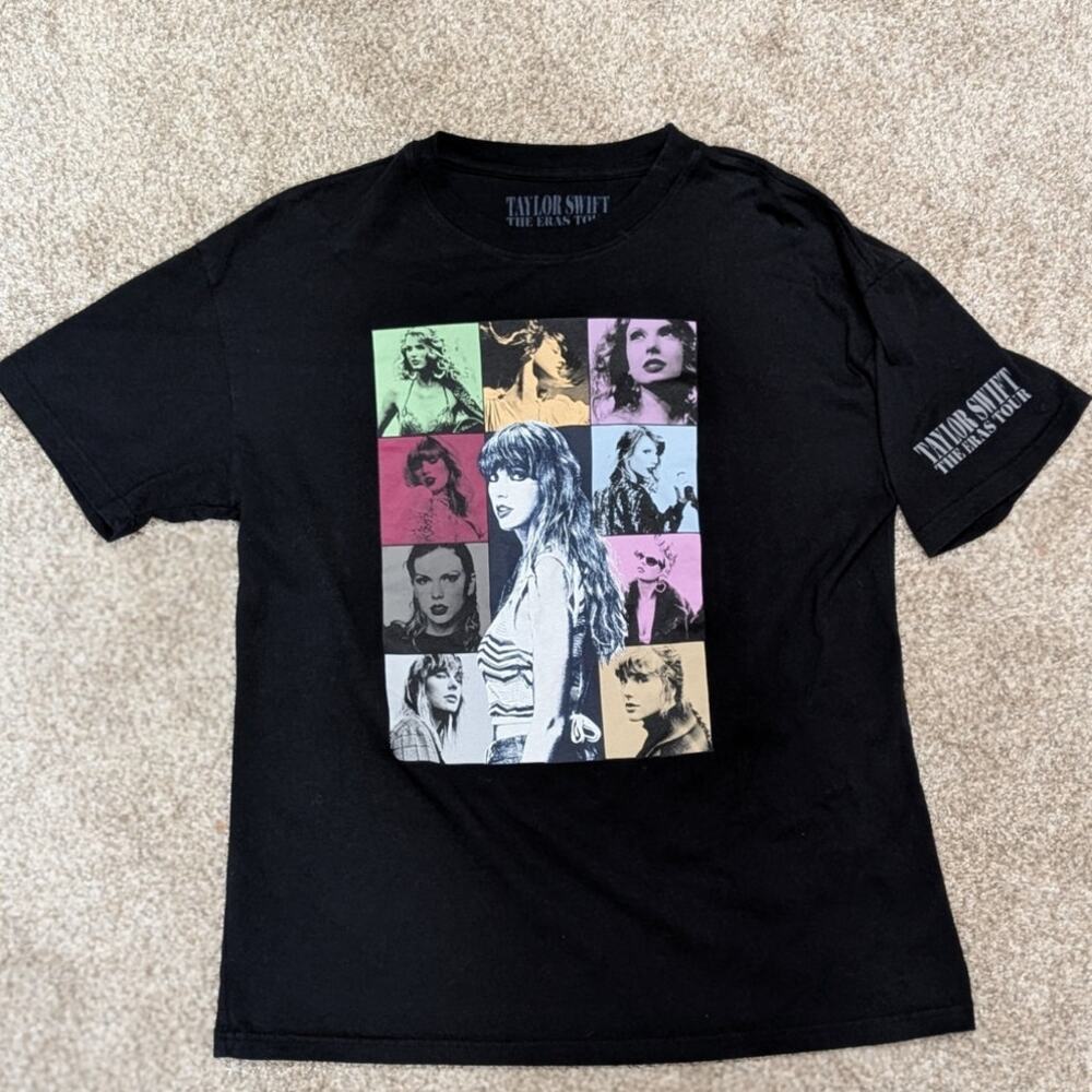 Authentic Taylor Swift The Eras Tour Black 100% Cotton Unisex T-Shirt M